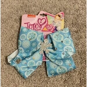 JoJo‎ Siwa Girls Blue Snowflake Holiday Winter Bow Hair Clip Jewels